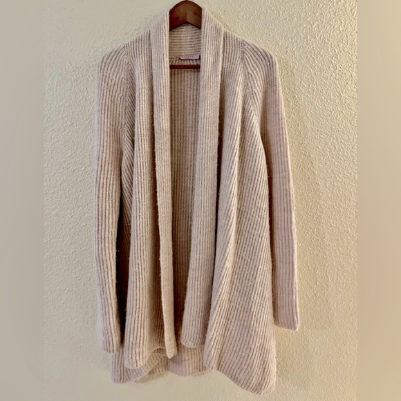 Calypso St. Barth Sweaters - Calypso St Barth Alpaca Open Front Cardigan Light Pink Beige